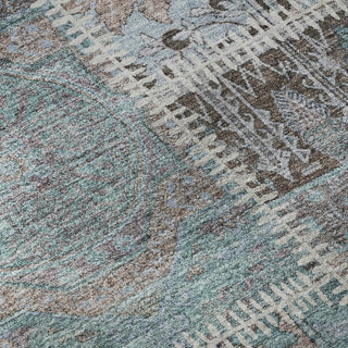Piper Looms Mayfield Patchwork AMF635 Teal Machine Washable Area Rug Swatch Image