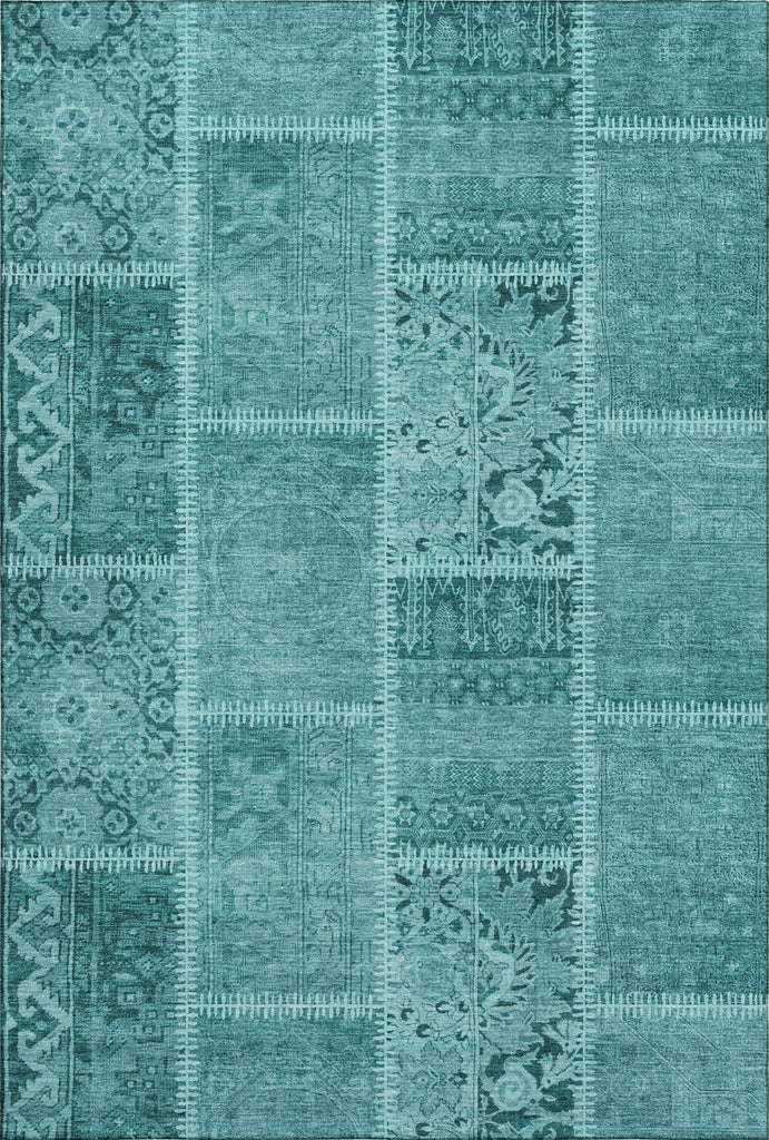 Piper Looms Mayfield Patchwork AMF635 Turquoise Machine Washable Area Rug main image