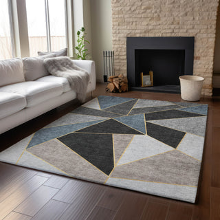 Piper Looms Mayfield Geometric AMF636 Blue Machine Washable Area Rug Lifestyle Image Feature
