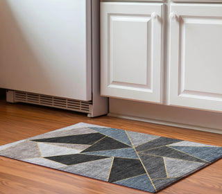 Piper Looms Mayfield Geometric AMF636 Blue Machine Washable Area Rug Scatter Lifestyle Image Feature