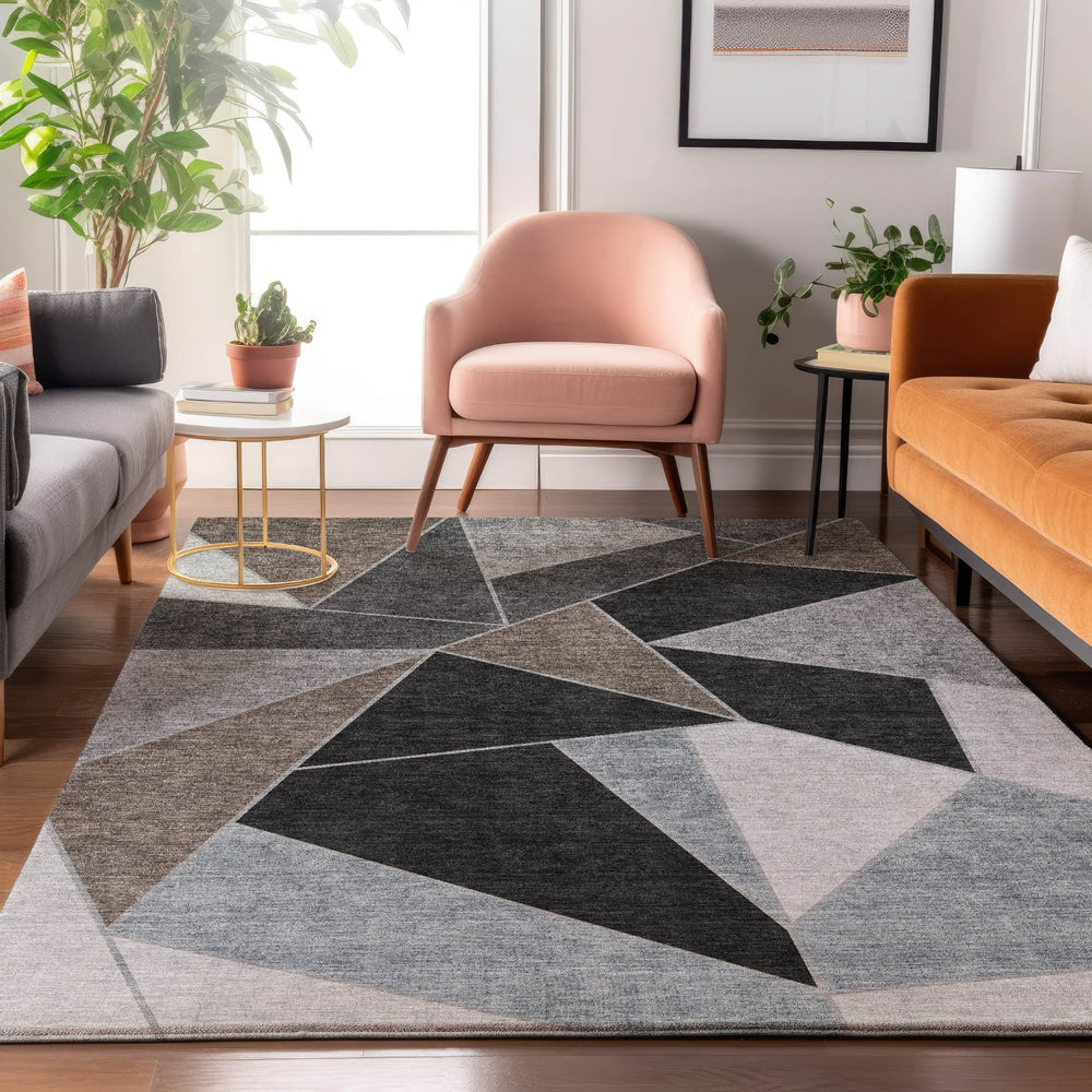 Piper Looms Mayfield Geometric AMF636 Chocolate Machine Washable Area Rug Lifestyle Image Feature