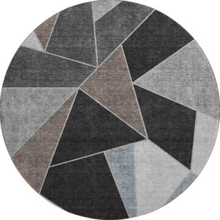Piper Looms Mayfield Geometric AMF636 Chocolate Machine Washable Area Rug Round Main Image