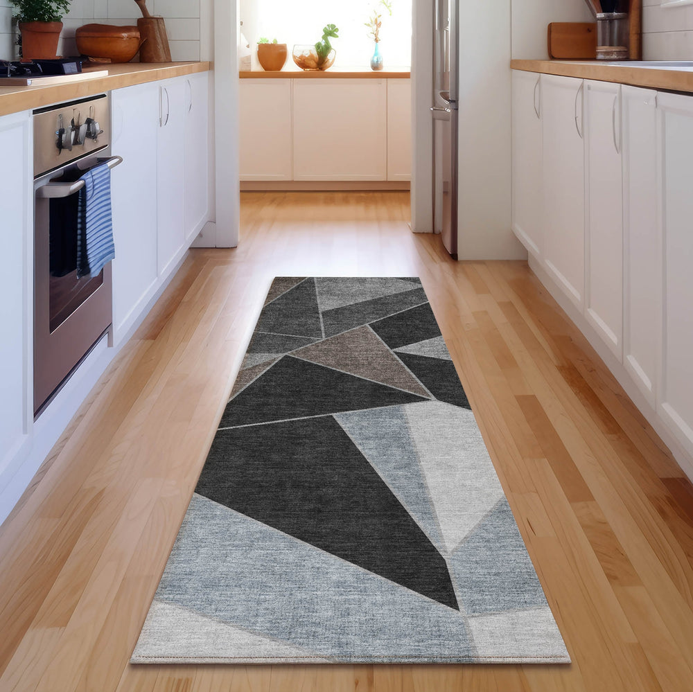 Piper Looms Mayfield Geometric AMF636 Chocolate Machine Washable Area Rug Runner Lifestyle Image Feature