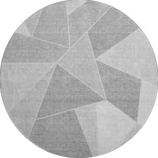 Piper Looms Mayfield Geometric AMF636 Gray Machine Washable Area Rug Round Main Image
