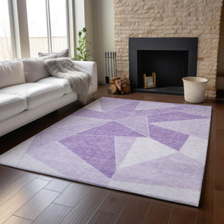 Piper Looms Mayfield Geometric AMF636 Lilac Machine Washable Area Rug Lifestyle Image Feature