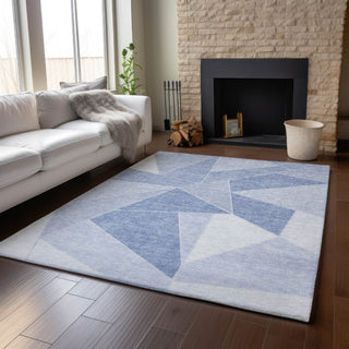 Piper Looms Mayfield Geometric AMF636 Sky Machine Washable Area Rug Lifestyle Image Feature