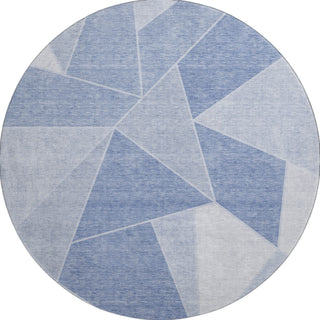 Piper Looms Mayfield Geometric AMF636 Sky Machine Washable Area Rug Round Main Image