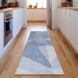 Piper Looms Mayfield Geometric AMF636 Sky Machine Washable Area Rug Runner Lifestyle Image Feature