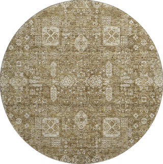 Piper Looms Mayfield Panel AMF637 Brown Machine Washable Area Rug Round Main Image