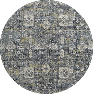 Piper Looms Mayfield Panel AMF637 Charcoal Machine Washable Area Rug Round Main Image