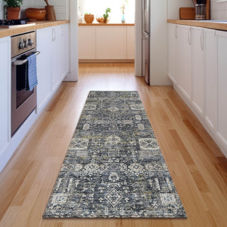 Piper Looms Mayfield Panel AMF637 Charcoal Machine Washable Area Rug Runner Lifestyle Image Feature