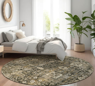 Piper Looms Mayfield Panel AMF637 Coffee Machine Washable Area Rug Round Lifestyle Image Feature