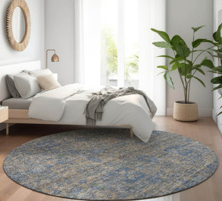 Piper Looms Mayfield Panel AMF637 Khaki Machine Washable Area Rug Round Lifestyle Image Feature