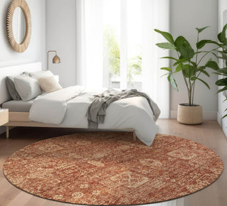 Piper Looms Mayfield Panel AMF637 Paprika Machine Washable Area Rug Round Lifestyle Image Feature