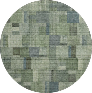 Piper Looms Mayfield Squares AMF639 Green Machine Washable Area Rug Round Main Image