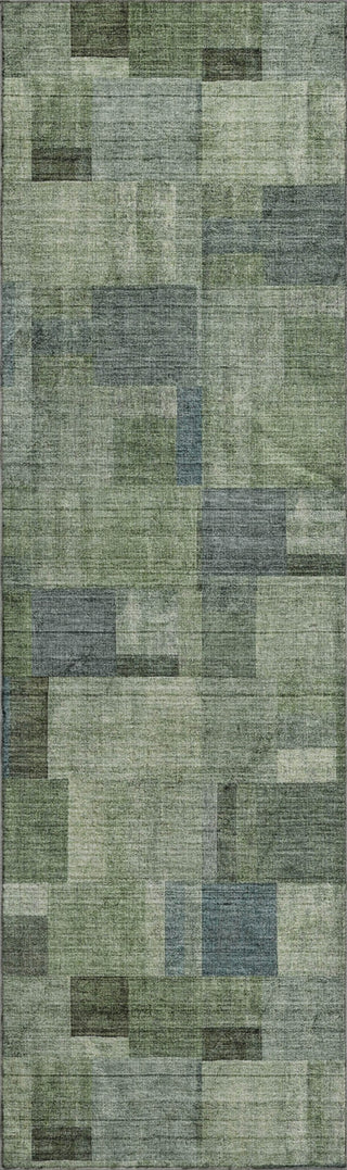 Piper Looms Mayfield Squares AMF639 Green Machine Washable Area Rug Runner Main Image