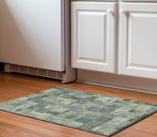 Piper Looms Mayfield Squares AMF639 Green Machine Washable Area Rug Scatter Lifestyle Image Feature
