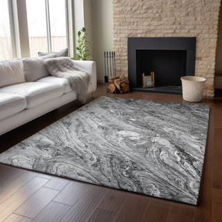 Piper Looms Mayfield Abstract AMF640 Gray Machine Washable Area Rug Lifestyle Image Feature
