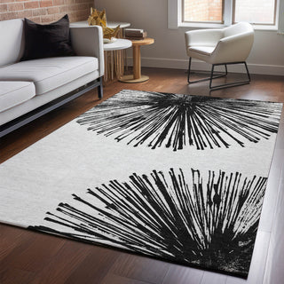 Piper Looms Mayfield Circles AMF642 Black Machine Washable Area Rug Lifestyle Image Feature