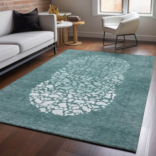 Piper Looms Mayfield Circles AMF643 Teal Machine Washable Area Rug Lifestyle Image Feature