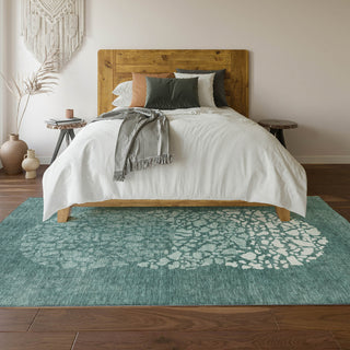 Piper Looms Mayfield Circles AMF643 Teal Machine Washable Area Rug Lifestyle Image Feature