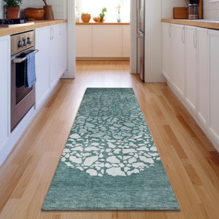 Piper Looms Mayfield Circles AMF643 Teal Machine Washable Area Rug Runner Lifestyle Image Feature