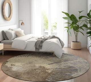 Piper Looms Mayfield Modern AMF645 Brown Machine Washable Area Rug Round Lifestyle Image Feature