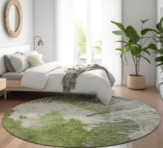 Piper Looms Mayfield Modern AMF645 Olive Machine Washable Area Rug Round Lifestyle Image Feature