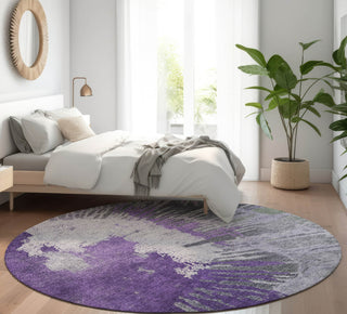 Piper Looms Mayfield Modern AMF645 Purple Machine Washable Area Rug Round Lifestyle Image Feature