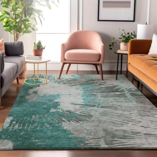 Piper Looms Mayfield Modern AMF645 Teal Machine Washable Area Rug Lifestyle Image Feature