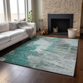 Piper Looms Mayfield Modern AMF645 Teal Machine Washable Area Rug Lifestyle Image Feature