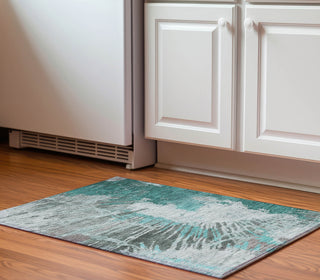 Piper Looms Mayfield Modern AMF645 Teal Machine Washable Area Rug Scatter Lifestyle Image Feature