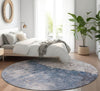 Piper Looms Mayfield Modern AMF646 Blue Machine Washable Area Rug Round Lifestyle Image Feature