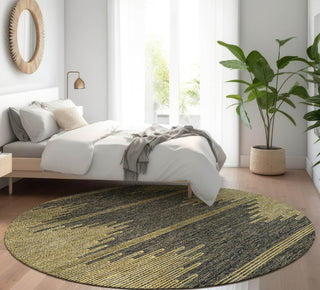 Piper Looms Mayfield Modern AMF647 Graphite Machine Washable Area Rug Round Lifestyle Image Feature