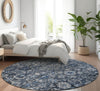 Piper Looms Mayfield Oriental AMF651 Blue Machine Washable Area Rug Round Lifestyle Image Feature