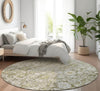 Piper Looms Mayfield Oriental AMF651 Taupe Machine Washable Area Rug Round Lifestyle Image Feature