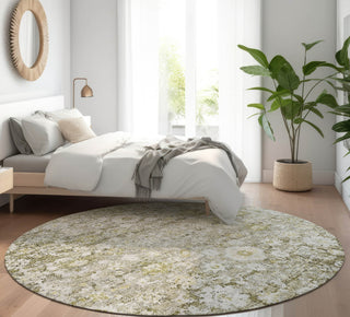 Piper Looms Mayfield Oriental AMF651 Taupe Machine Washable Area Rug Round Lifestyle Image Feature