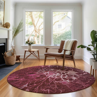 Piper Looms Mayfield Modern AMF652 Merlot Machine Washable Area Rug Round Lifestyle Image Feature