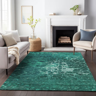 Piper Looms Mayfield Modern AMF652 Teal Machine Washable Area Rug Lifestyle Image Feature