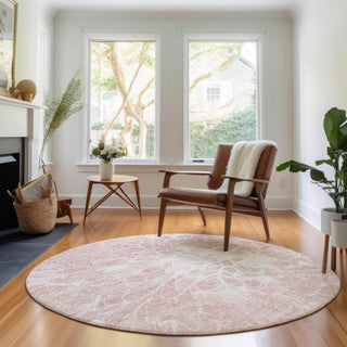 Piper Looms Mayfield Modern AMF653 Pink Machine Washable Area Rug Round Lifestyle Image Feature