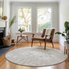 Piper Looms Mayfield Modern AMF653 Taupe Machine Washable Area Rug Round Lifestyle Image Feature