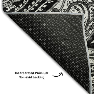 Piper Looms Mayfield Paisley AMF654 Black Machine Washable Area Rug Backing Image