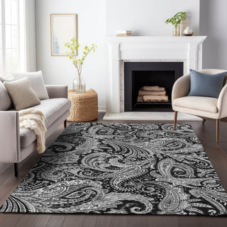 Piper Looms Mayfield Paisley AMF654 Black Machine Washable Area Rug Lifestyle Image Feature