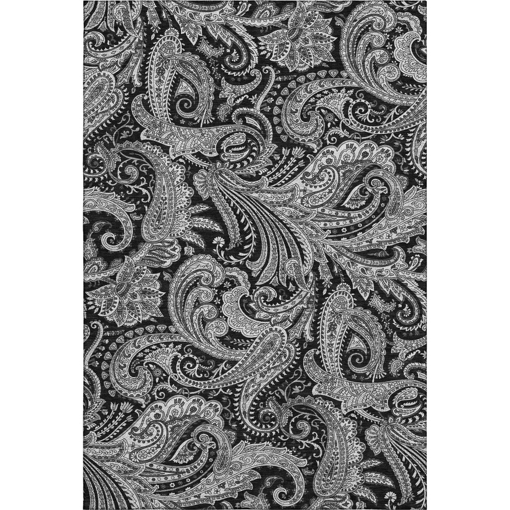 Piper Looms Mayfield Paisley AMF654 Black Machine Washable Area Rug main image