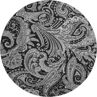 Piper Looms Mayfield Paisley AMF654 Black Machine Washable Area Rug Round Main Image
