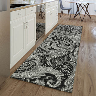 Piper Looms Mayfield Paisley AMF654 Black Machine Washable Area Rug Runner Lifestyle Image Feature
