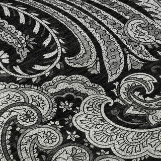 Piper Looms Mayfield Paisley AMF654 Black Machine Washable Area Rug Swatch Image