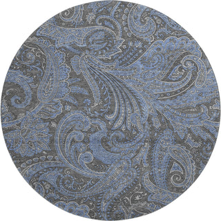 Piper Looms Mayfield Paisley AMF654 Charcoal Machine Washable Area Rug Round Main Image