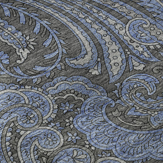 Piper Looms Mayfield Paisley AMF654 Charcoal Machine Washable Area Rug Swatch Image