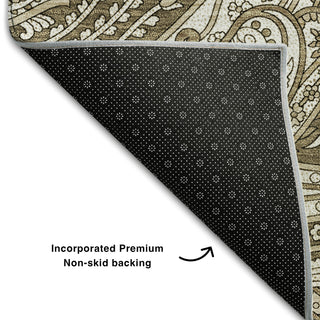 Piper Looms Mayfield Paisley AMF654 Chocolate Machine Washable Area Rug Backing Image